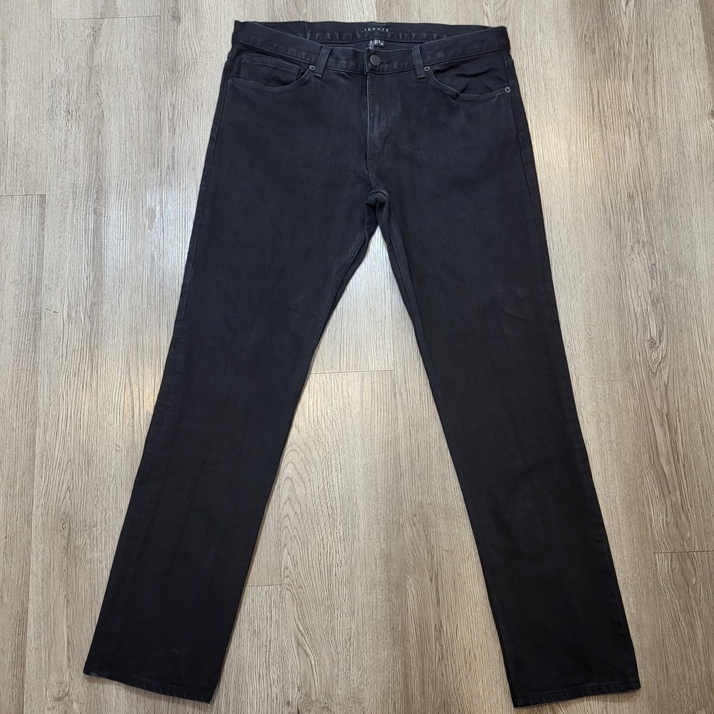 Theory Raffi Slim Fit Jeans Pant Black Straight Leg Fit Cotton Blend  Size 36‎